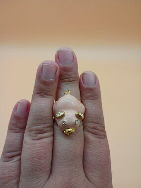 3-D Novelty Pig Ring Cute Fashion Jewelry Size 8 Vintage Y2K